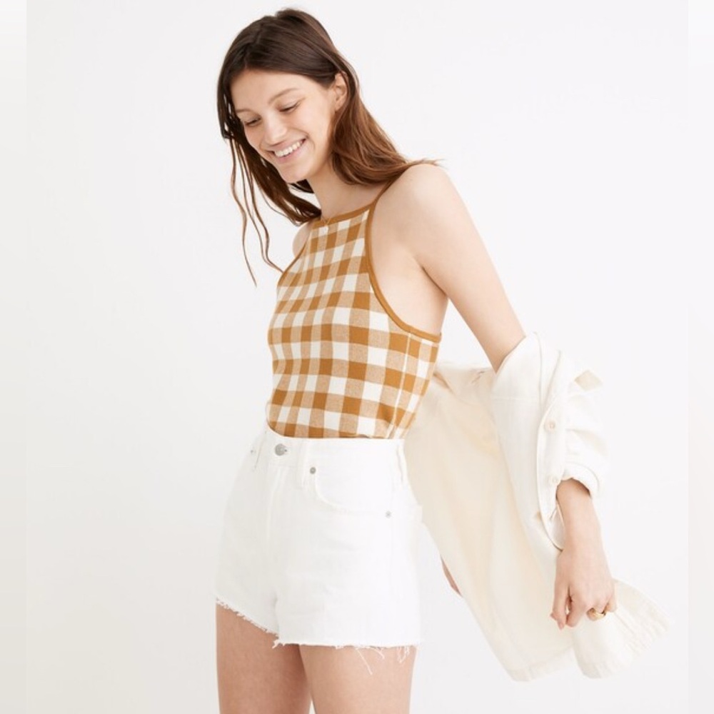 Madewell Gingham Apron Sweater Tank top halter top size XS